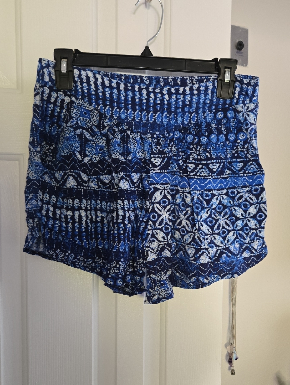 Absolute Angel Blue Patterned High-Waist Smocked Shorts